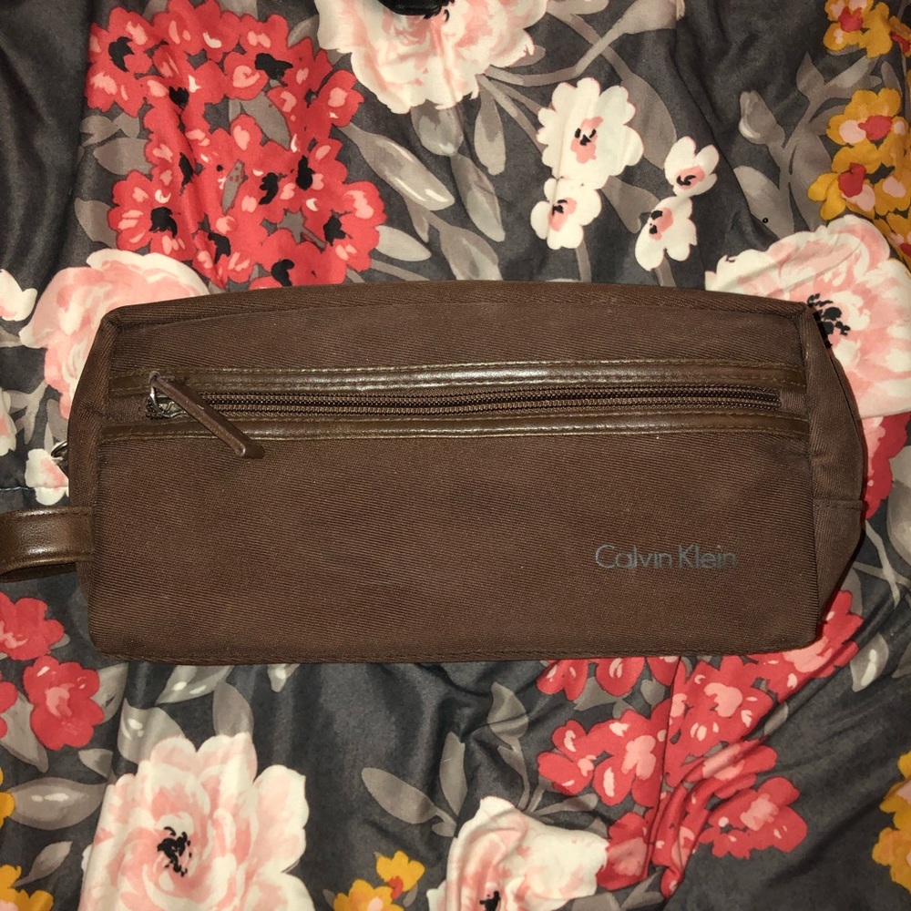 Calvin Klein brown makeup bag